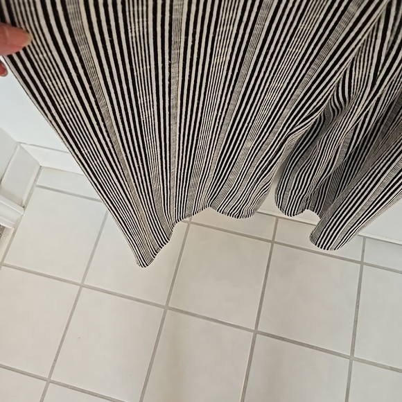 Caution To The Wind Striped Black and White Jumpsuit Medium Belted - Picture 7 of 11